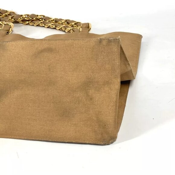 CHANEL With vintage pouch CC Tote Bag Chain Bag Shoulder Bag Canvas Beige/Black - Picture 7 of 15